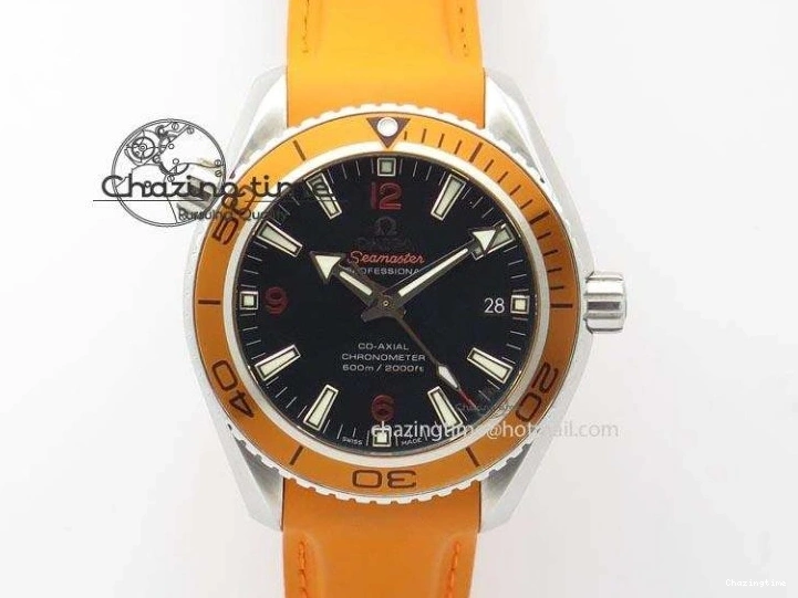 0417 Breathable Planet Ocean SS Bp Maker 45mm Orange Bezel On Orange Rubber Strap A 8221